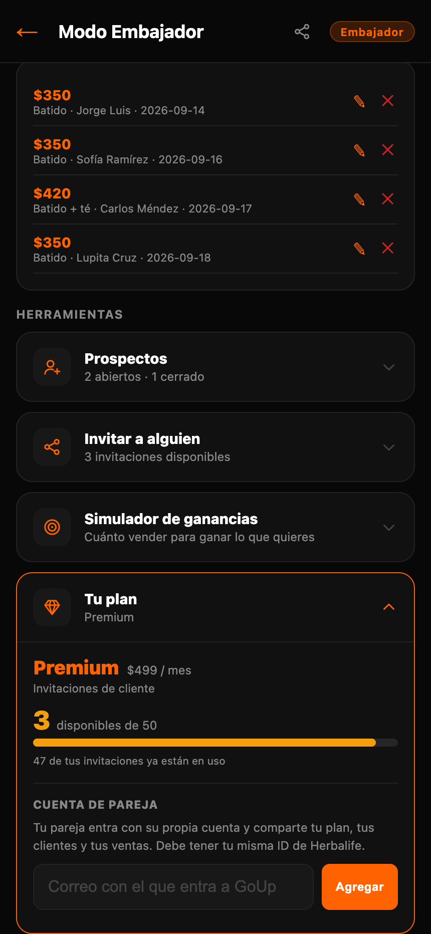 Tu plan y cuenta de pareja